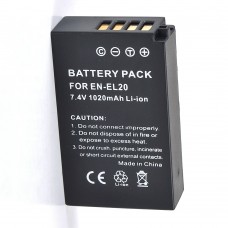 Digital camera battery replacement for Nikon EN-EL20 N-EL20a,  Coolpix A, 1 AW1, 1 J1, 1 J2,  1 J3,  1 S1,  1 V3, and Blackmagic Pocket Cinema Camera